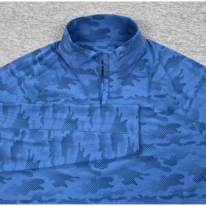 Johnnie O Pullover Mens Medium Blue Camo Talbert 1/4 Zip Performance Stretch